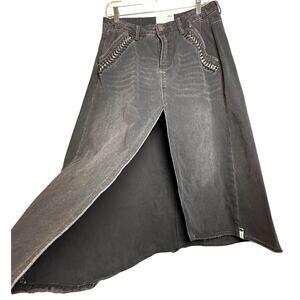 One Teaspoon x Free People Chain Maxi Slit Denim Grunge Whimsigoth Skirt Sz 27